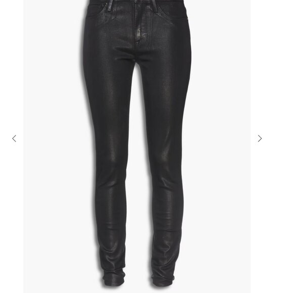 NWT $253 Frame le skinny de Jeanne coated black stretchy jeans 25 - Picture 9 of 12